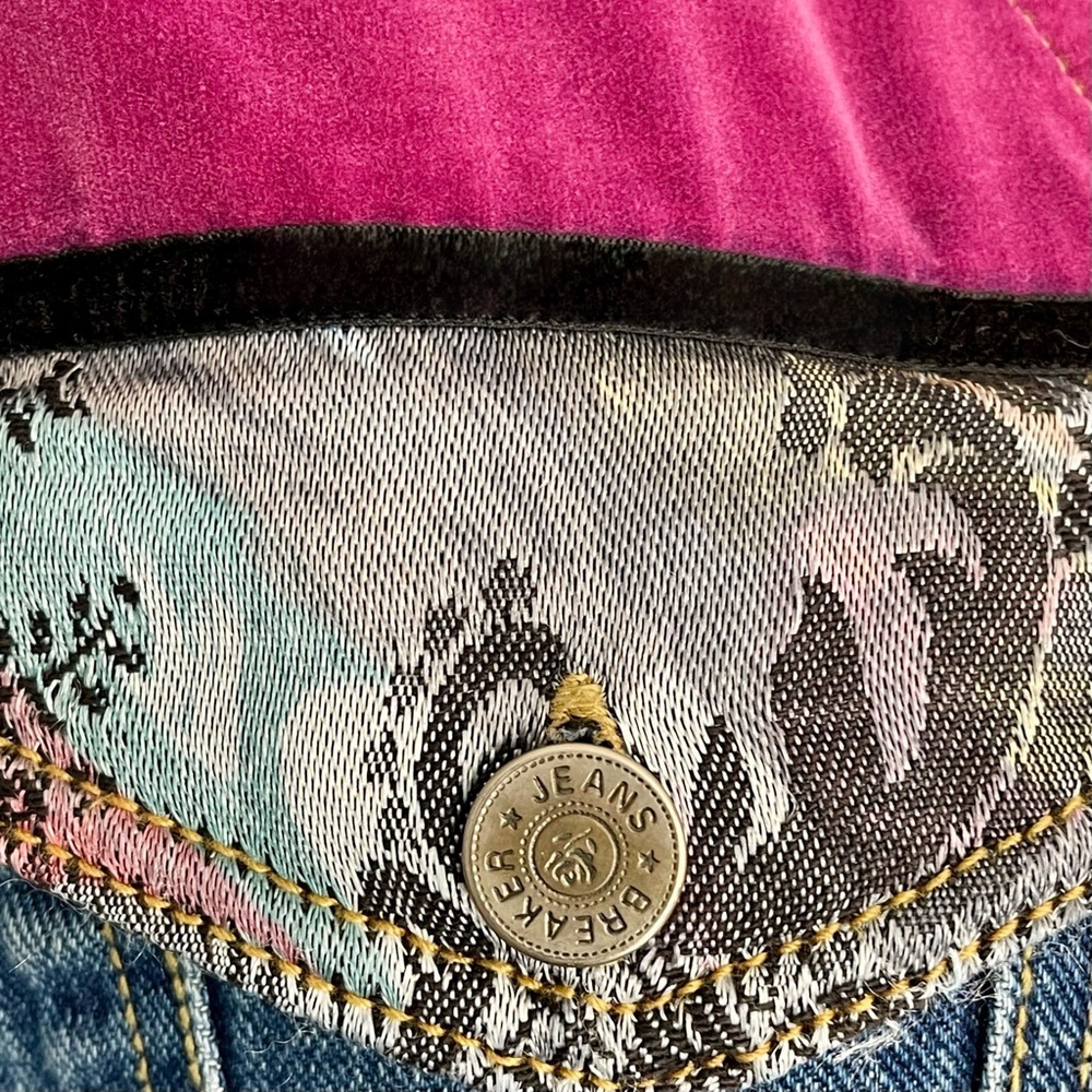 Breaker Denim Button Up Patchwork Jacket SzS Tape… - image 10